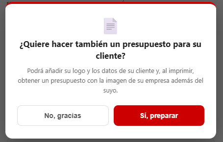 ¿Quiere hacer también un presupuesto para su cliente?